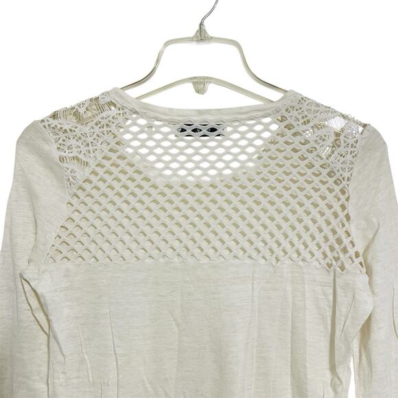 Sandro Paris Linen Lace Mesh Top Size S Ivory Whimsigoth Punk - Picture 3 of 8